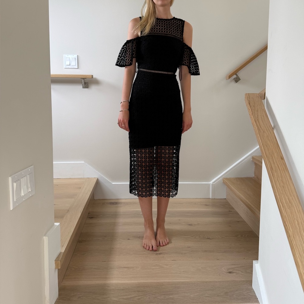 Cynthia Rowley Black Lace Midi Dress